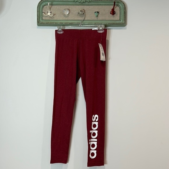 adidas legging Lin tight legacy brick red mill white women’s small new w tags - Picture 1 of 4